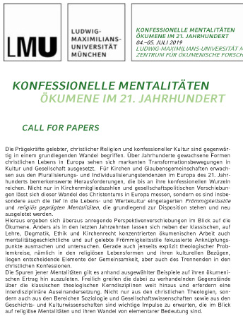 Call for Papers Ökumene München
