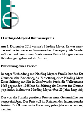 ausschreibung Harding Meyer Ökumenepreis